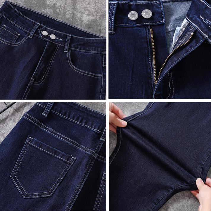 Dimanaf 2024 Большие размеры Женские осенние джинсы однотонные брюки шаровары джинсовые женские эластичные базовые синие брюки с высокой талией модные новые брюки большого размера 4XL 5XL