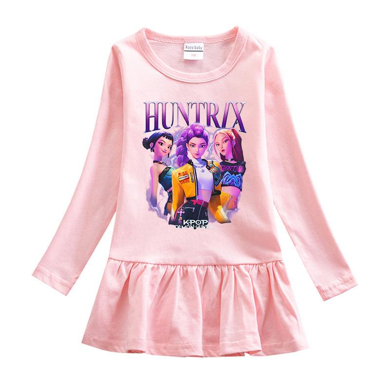 Девочки Kpop Руми Зои Мира Принт Охотники Руми Зои Мира Плиссированное платье