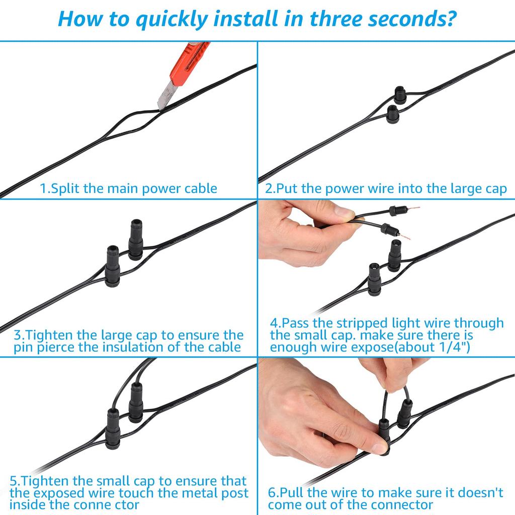 5/10pcs Low Voltage Wire Connectors, Fastlock Wire Connectors for Landscape Lighting, 12/14/16/18 Gauge Cable, Piercing Replacem