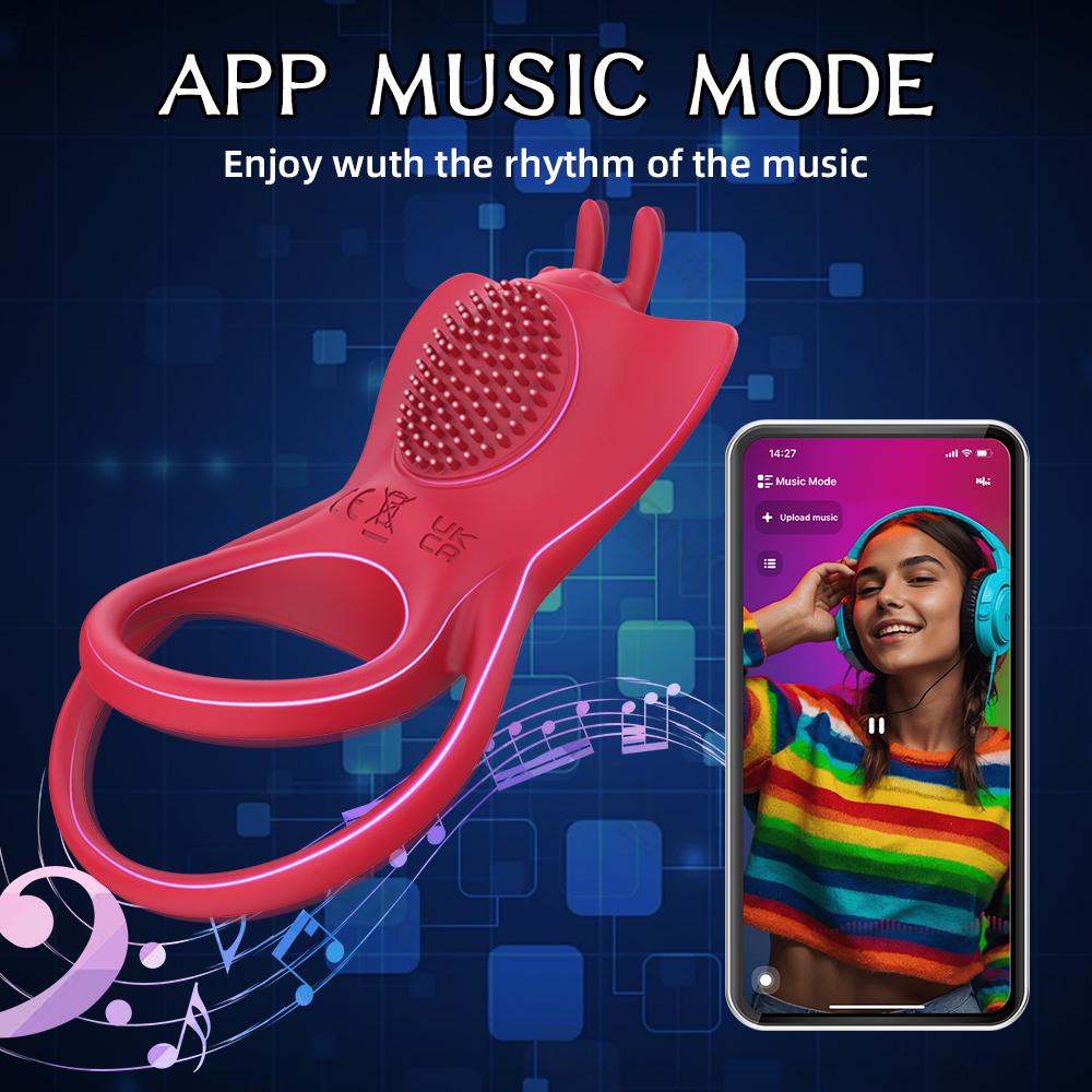 APP Vibration Buttfly Ring Men Penis Ring Wireless Control Cellicle Massage Penis Stimulation Dick Ring Sex Toys Semen Lock Ring Dick Ring