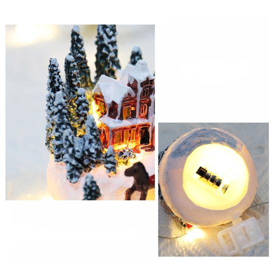 Christmas House Ornament Micro Landscape with LED Light Resin House Create Atmosphere Resort Decoration for Xmas
