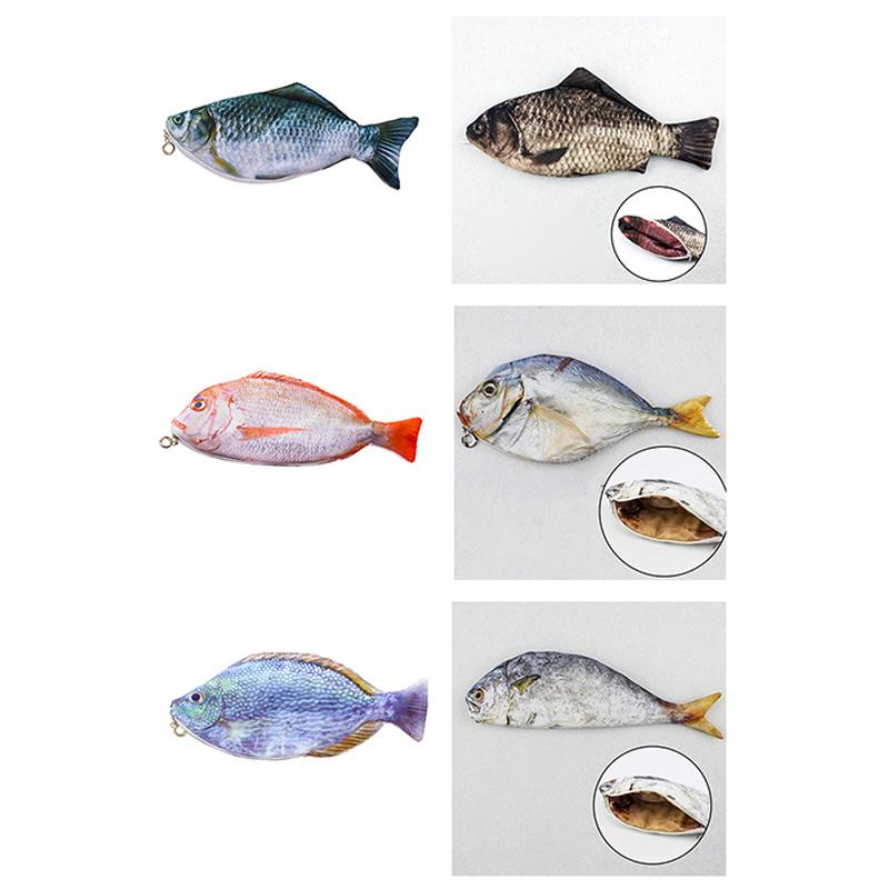 Милый пенал с имитацией рыбы, кавайный мультяшный пенал на молнии, большая вместительная портативная сумка для хранения, держатель для канцелярских принадлежностей, сумки для ручек