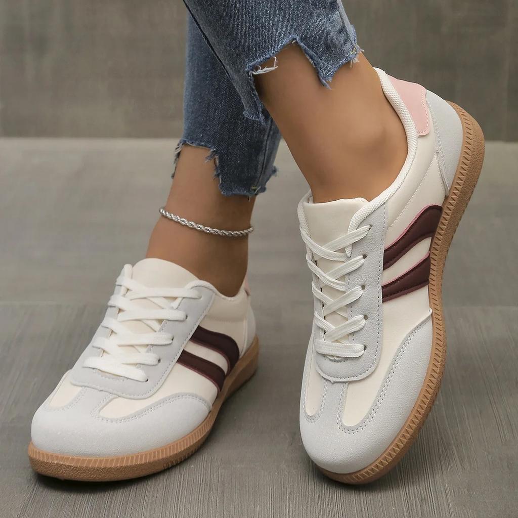 Women's Casual Flat Bottom Sports Shoes Color Block Retro INS Summer New Style Polyurethane Upgraded Version Rubber Sole