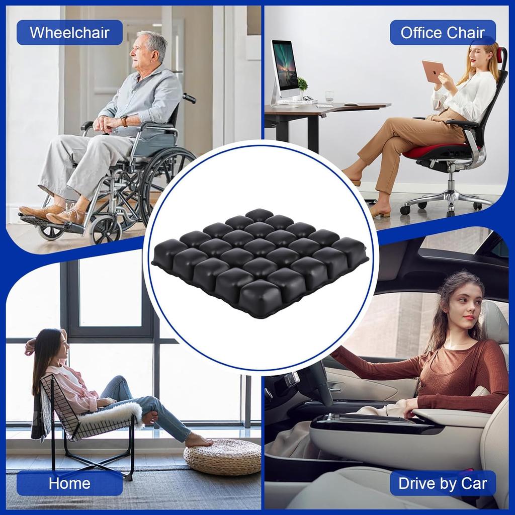 Air Inflatable Wheelchair Cushion, Pressure Relief Seat Cushion for Tailbone and Sciatica Pain, Portable Air Seat Pad with Pump- for Car, Office and