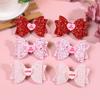 6pcs Glitter Heart Hair Bows for Girls Valentine's Day Letter Bows Heart Hair Clips Barrettes for Kids Party Hair Accessories