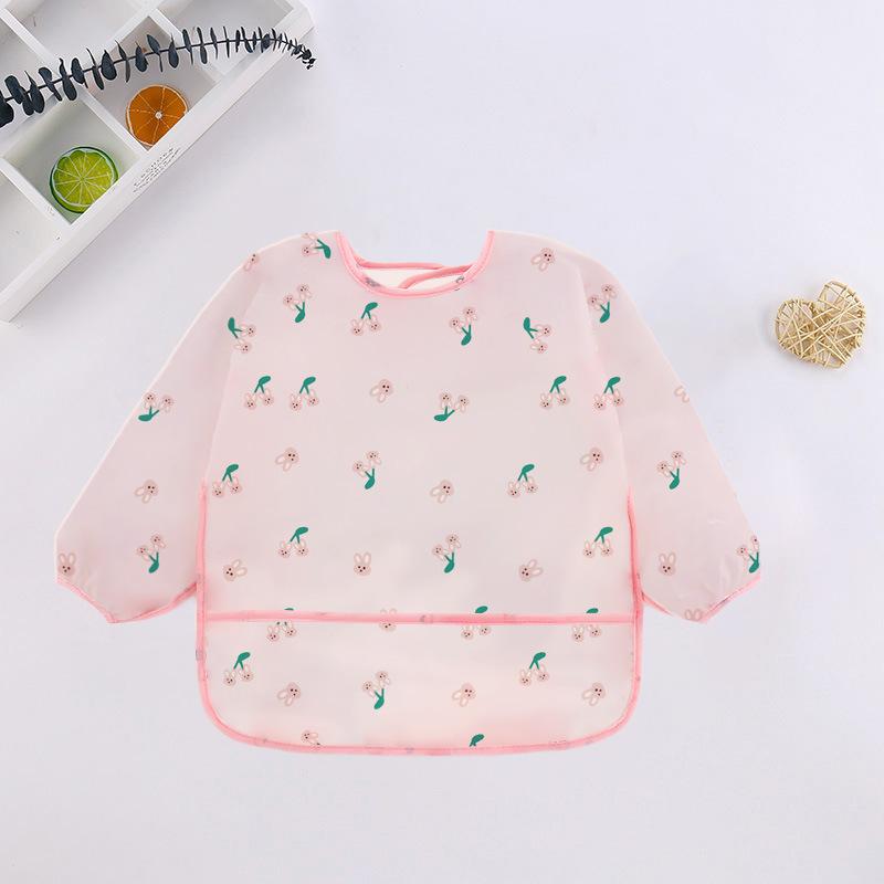 Long-sleeve Bibs for Baby Cute Colorful Cartoon Design Waterproof Apron for Children From 0 to 3 years