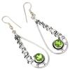 Peridot Quartz Gemstone Handmade Silver Jewelry Earrings 1.5''