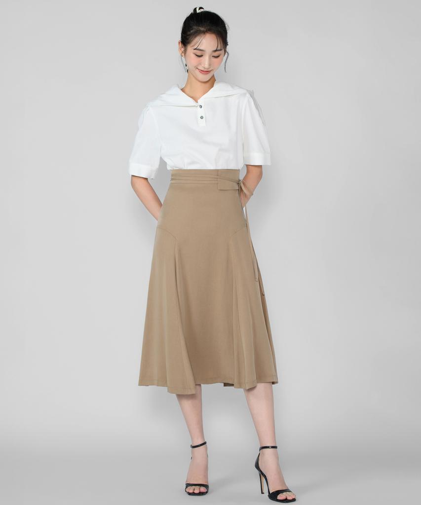Hye Young Kim Tencel Double Waist Band Skirt - Yellow Ochre