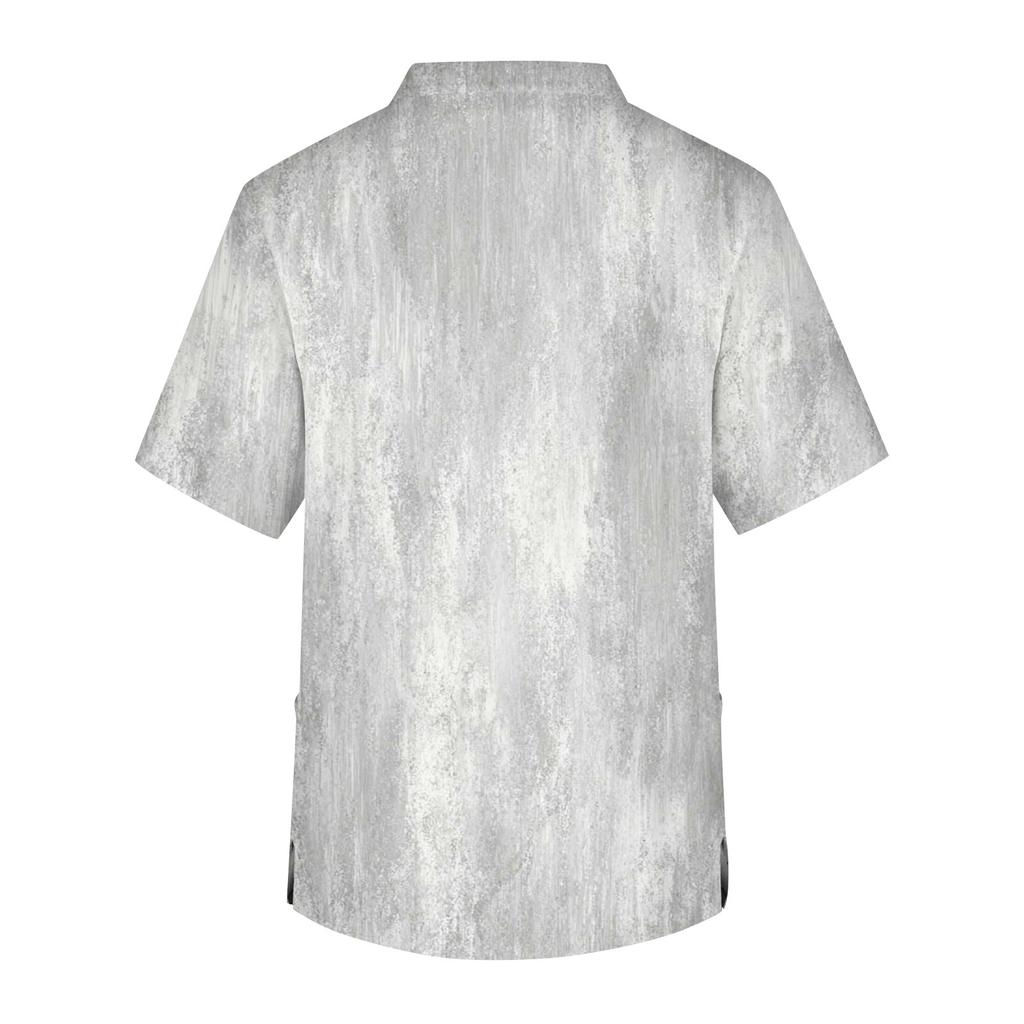 Мужская рабочая блузка с короткими рукавами и v-образным вырезом с принтом, топ с нагрудным карманом