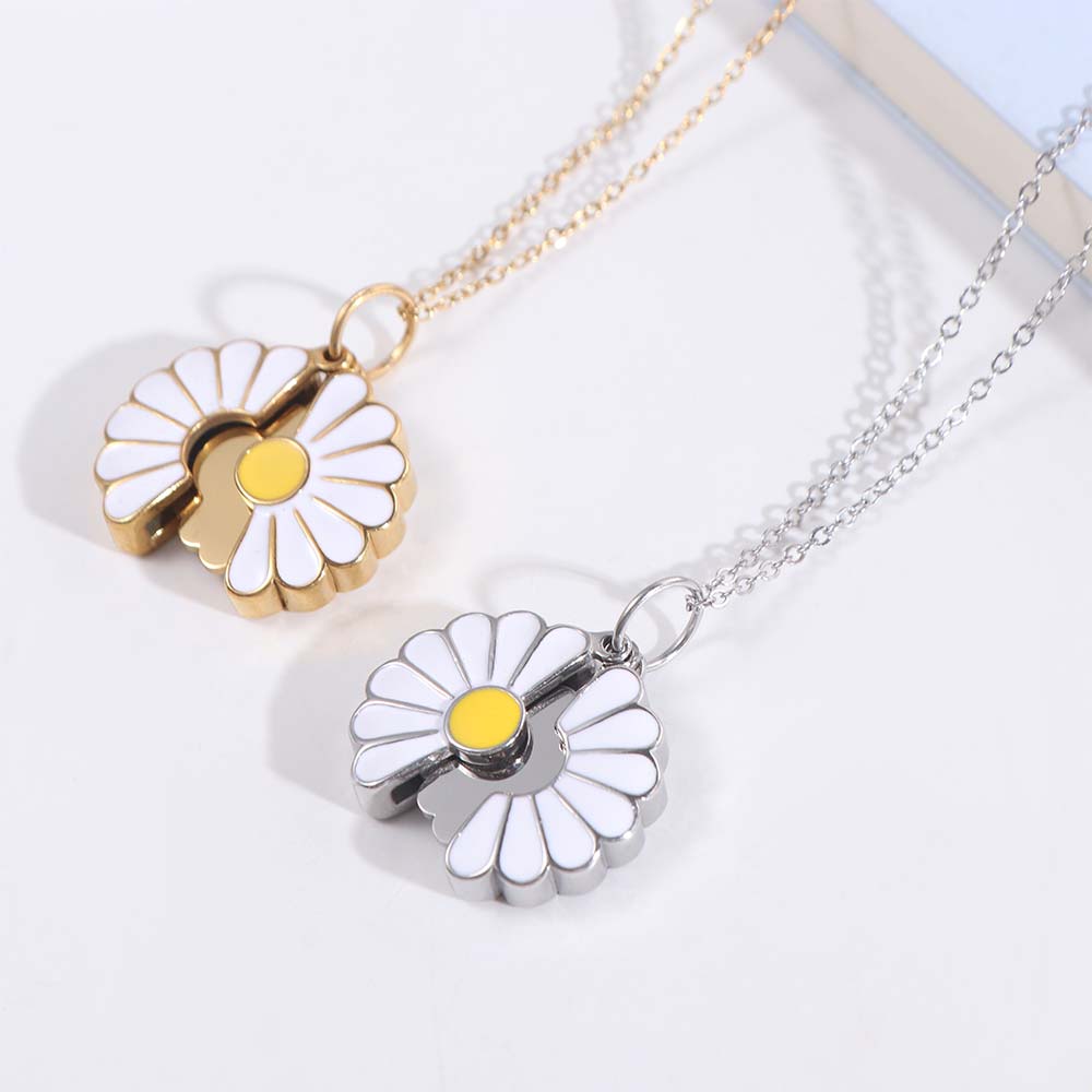 Handmade Glaze Oil Chrysanthemum Pendant Layered Chain Daisy Necklace Jewelry Accessories