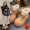 Новые женские зимние ботинки на толстой подошве, утепленные флисом, короткие ботинки и хлопковая обувь