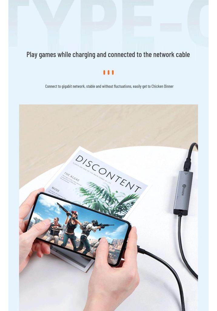 Biaze USB-C to Gigabit Ethernet Adapter with PD Charging Expansion Hub