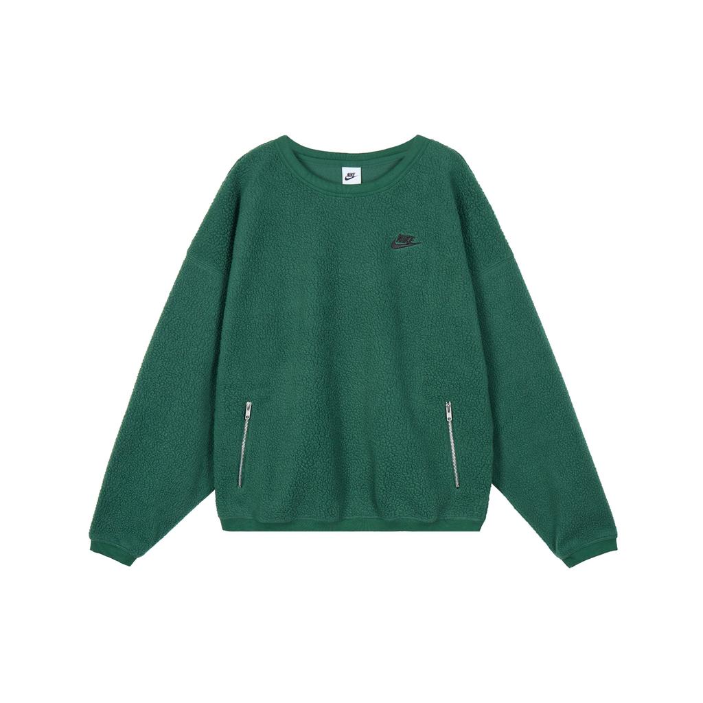 Nike Клубная флисовая однотонная толстовка с круглым вырезом и карманом на молнии, мужская толстовка елово-зеленого цвета FB8379-323