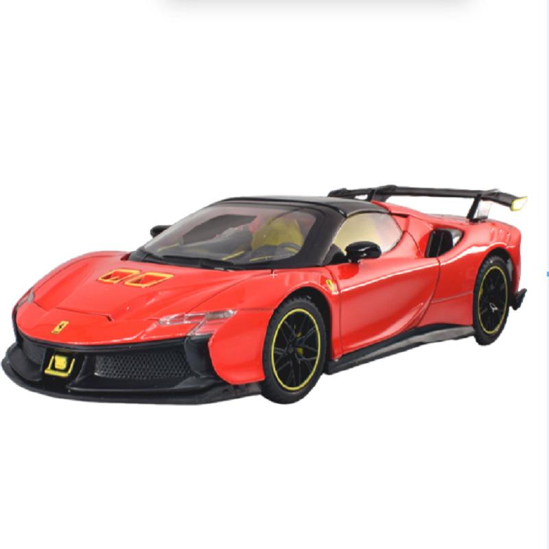 1/24 Ferrari SF90XX SF90 Модель спортивного автомобиля из сплава Литые под давлением Металлические Гоночные Суперкары Модель автомобиля Симуляция Звук Свет Детская игрушка Подарок