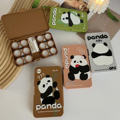 Милый футляр для контактных линз с зеркалом в виде панды, вмещает 6 пар, дорожный набор, портативный контейнер для замачивания контактных линз, карманная мини-коробка