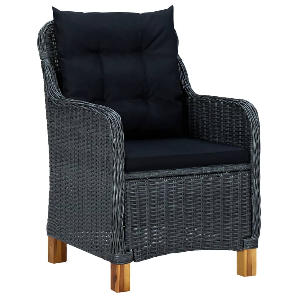 9 piece garden dining set with cushions poly rattan dark gray