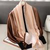 Fashion Lady Solid Soft Satin Silk Scarf Big Shawl Gradient Design Silk Scarves Luxury Brand Women Beach Stole Bandana 90*180CM