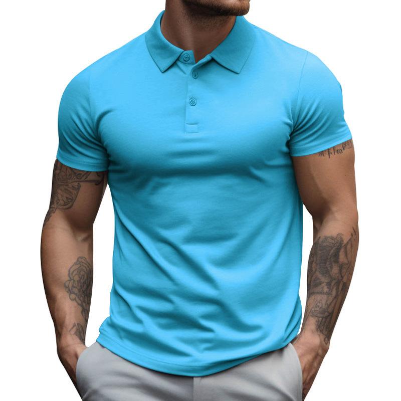 Mens Summer Short Sleeve Solid Color Polo Shirt Loose Breathable Sport T Shirt