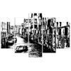 Five Piece Picture Canvas Print Venice Italy Black & White