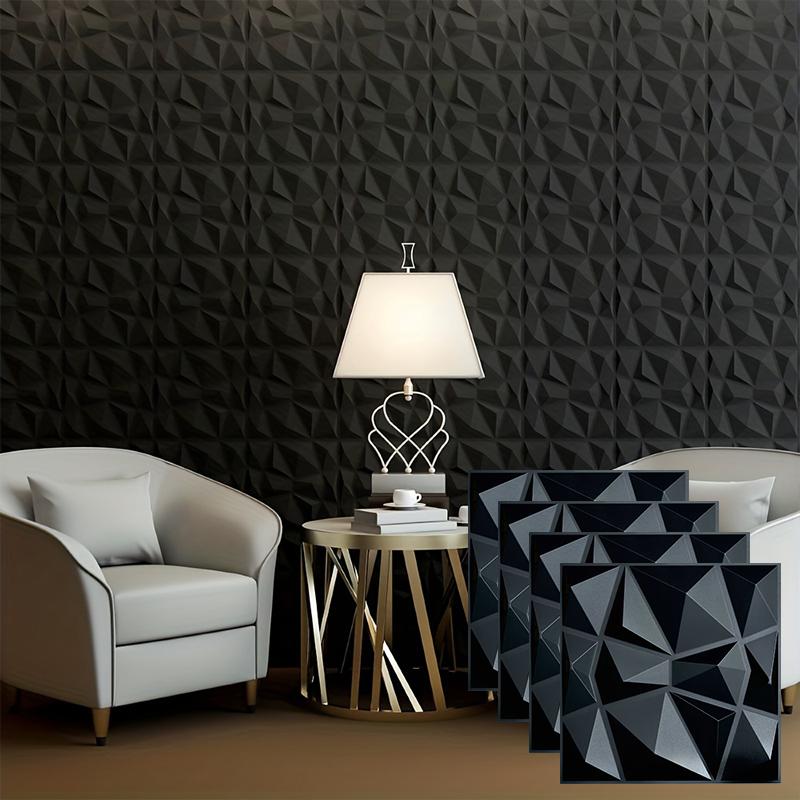 12pcs 11.8inx11.8in 3D Diamond Wall Panel for Living Roor Bedroom TV Background Decoration Company Office Interior Wall Decor