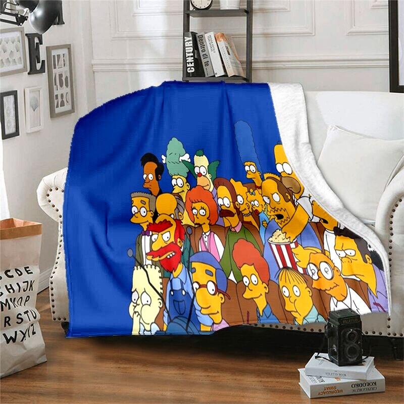 S-Симпсон Мягкий Плюшевый Диван-кровать Покрывало Мультяшное Современное Фланелевое Покрытие Одеяла Печатное Покрывало на Одеяло Подарок Пледы для Пикника
