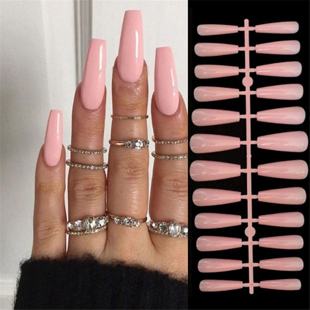 24Pcs/Set Art Manicure Full Cover Ballerina Nail False Nails Coffin Fake Nail Nail Tips