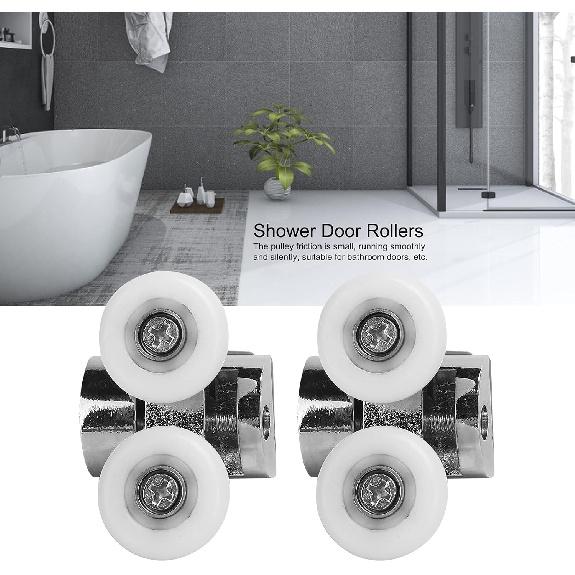 23 мм ролики для душевой двери премиум-класса, подвесной шкив с гладкими нейлоновыми колесами, подходит для стекла толщиной 4-8 мм, прочная конструкция из нержавеющей стали