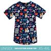 Nursing Scrub Tops Scrub Caps Women Men Pet Shop Shirt Cartoon Printed V-Neck Uniform Medical Top Hospital Nurse Doctor Blouse