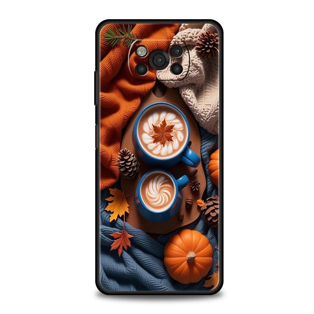 Чехол для телефона 'Тыква Осенние Листья Кофе' для Xiaomi Poco F7 Ultra F6 F5 F4 F3 X6 X5 X4 X3 NFC C51 C55 M4 GT Мягкий ТПУ Корпус
