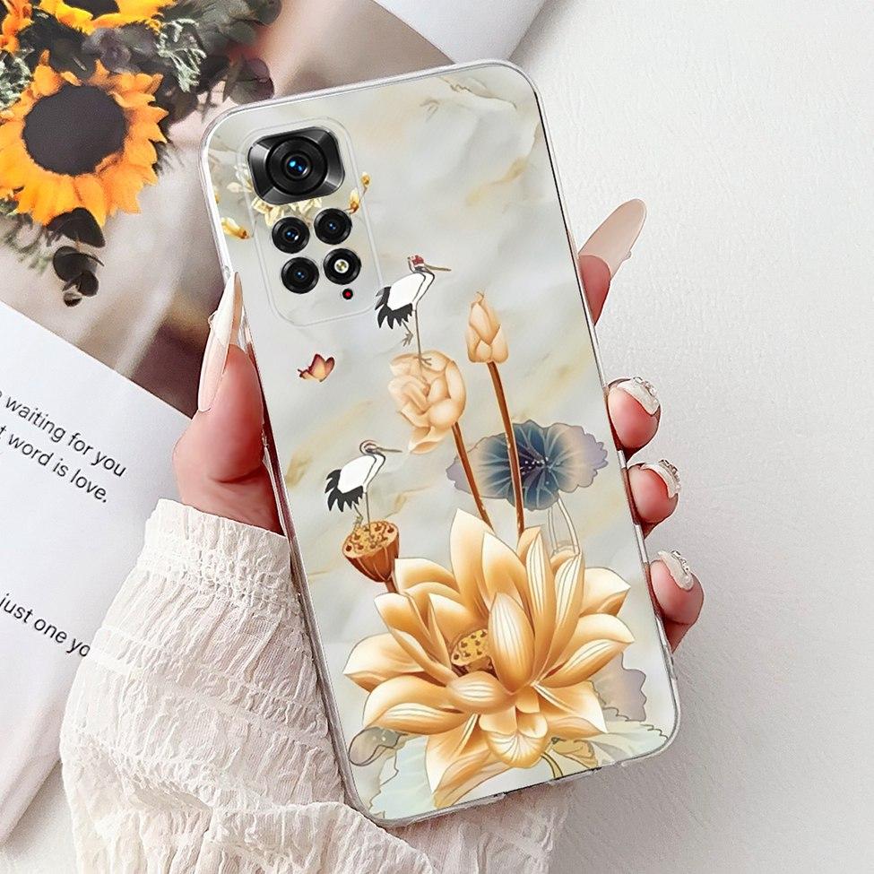 6,43" Для Redmi Note 11 4G Global Прозрачный чехол Для Redmi Note 11s Чехол Модный Роскошный Цветы Милый Мультяшный Расписной Мягкий ТПУ Funda