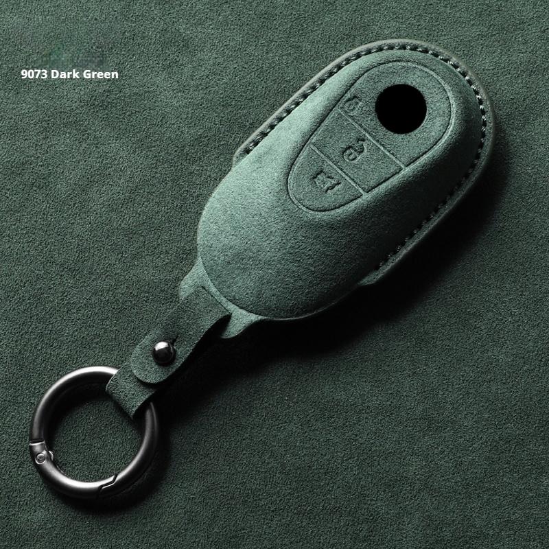 Suede Faux Leather Car Key Case Cover For Mercedes-Benz A C E S-Class GLE GLS AMG W206/W223/S350/S400/S500/E300/E350 Keychain BE1