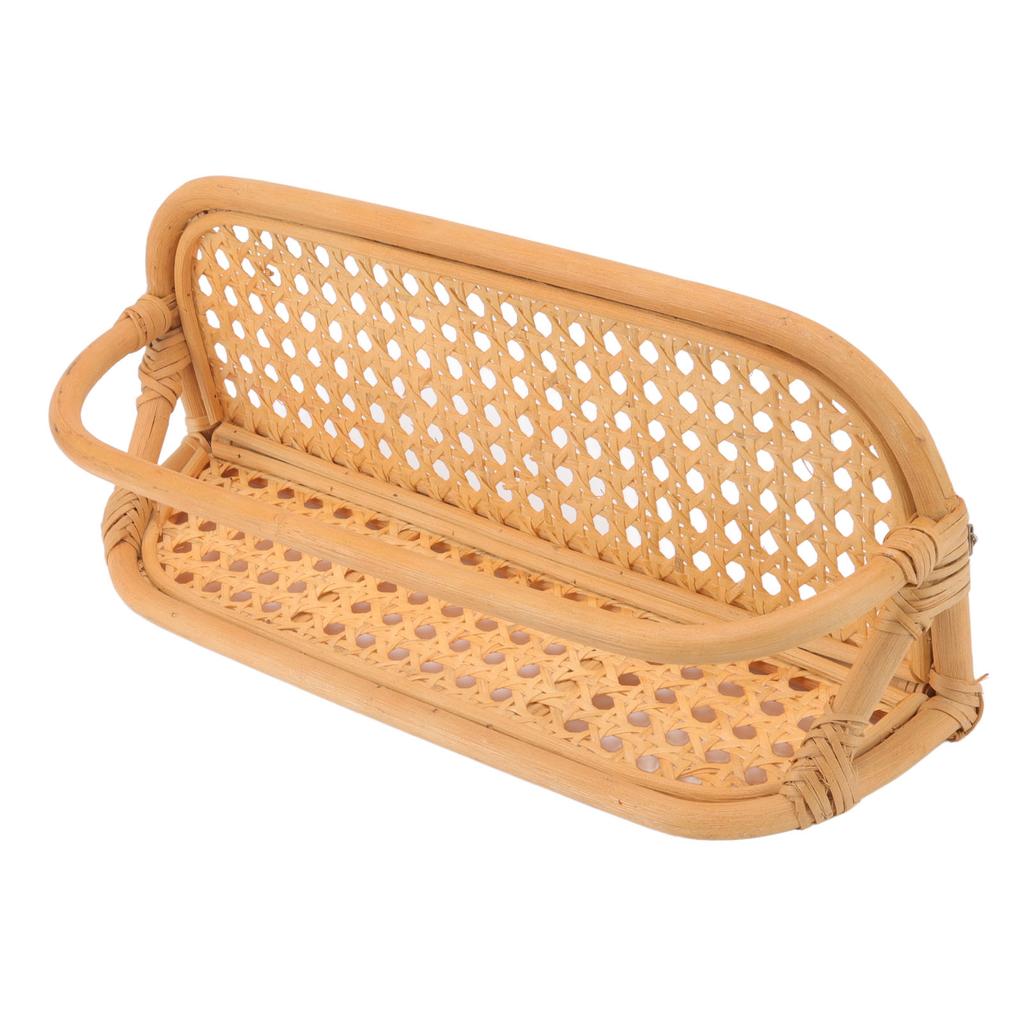 Rattan Wall Shelf Hand Crafted Durable Natural Rattan Hanging Rack Wall Storage Shelf for Bathroom