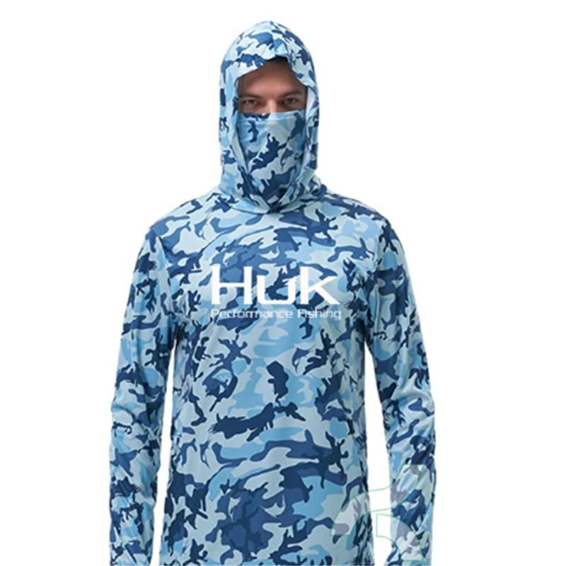 HUK Mens Quick Dry Fishing Hoodie With Face Cover UPF Lightweight Wear