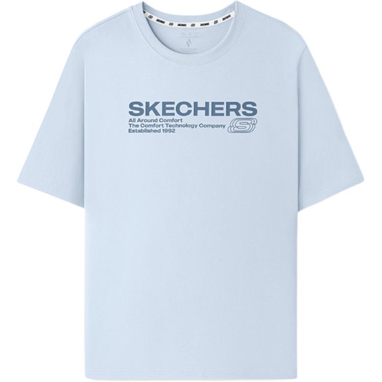 Skechers Вязаная футболка с круглым вырезом, свободного кроя, с короткими рукавами, унисекс, топ L226U065-026P