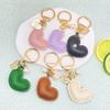 Imitation Pearl Decor Carved Letter Print Key Chain Faux Leather Heart Pendant Key Ring Backpack Ornament
