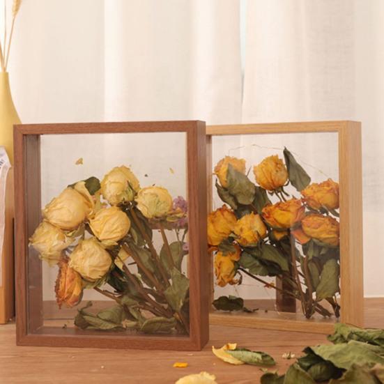 Деревянная фоторамка прозрачная двухсторонняя подставка для дисплея деревенская настольная плавающая фоторамка