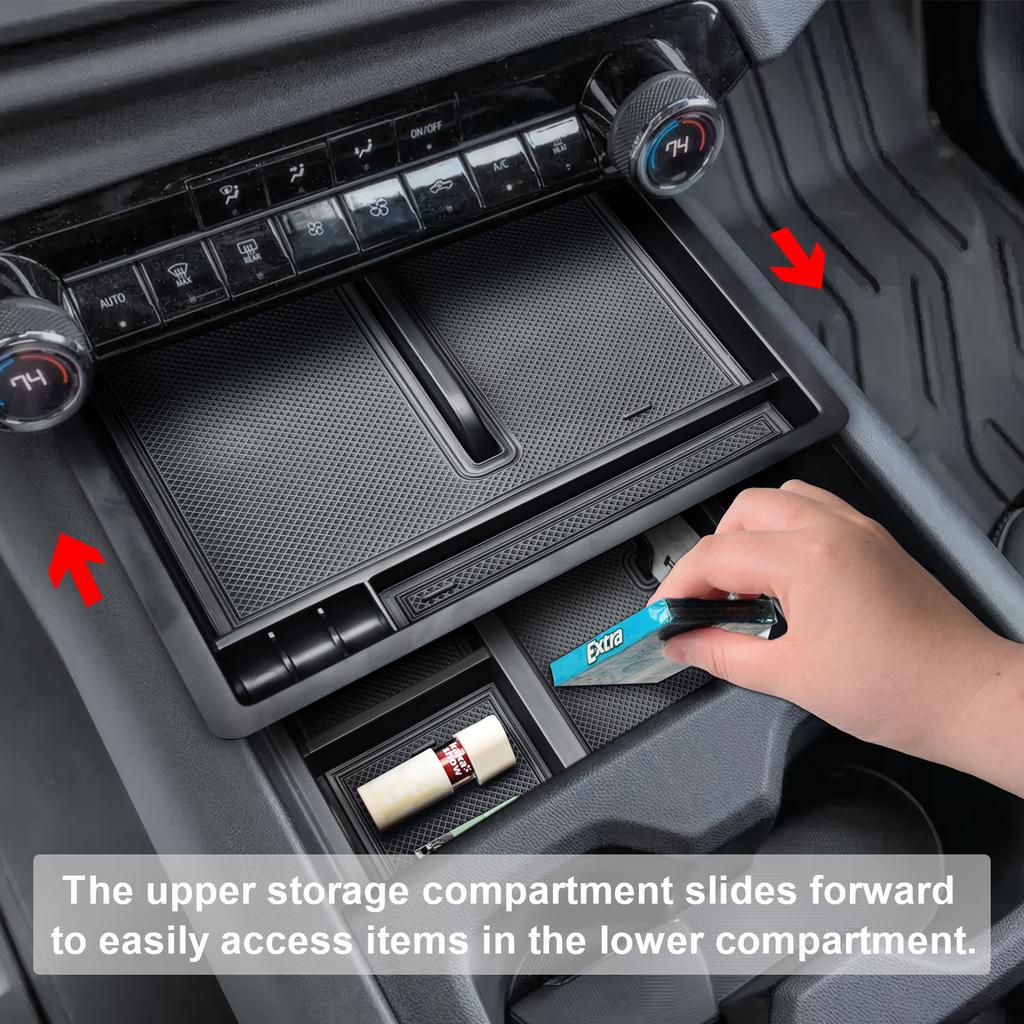 Front Center Console Organizer For 2025-2025 Chevy Silverado EV Work Truck (WT) Middle Center Console Storage Box Accessories