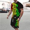 Модный мужской спортивный костюм с принтом тигра, свободный мужской топ в стиле Y2K, дышащий, свежий, с коротким рукавом, шорты, костюм