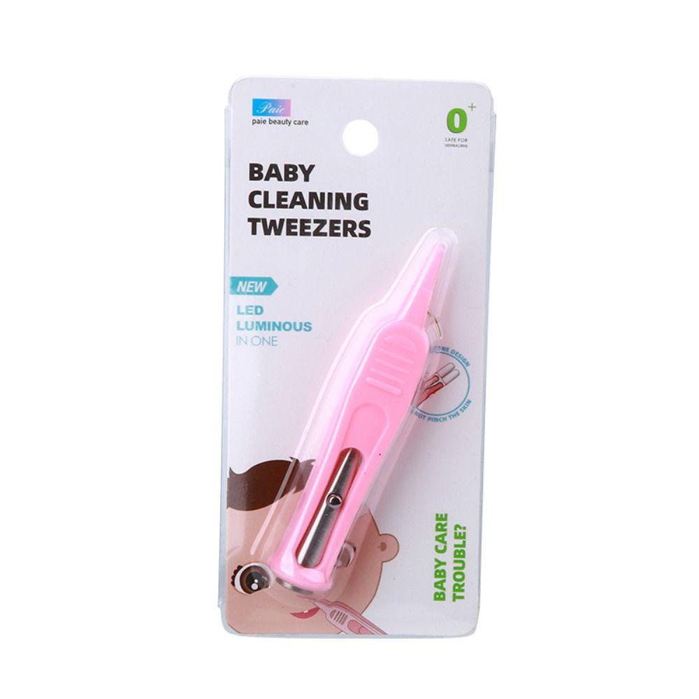Plastic Nose Safe Tweezers LED Light Cleaning Tweezer Body Care Baby Dig Booger Clips