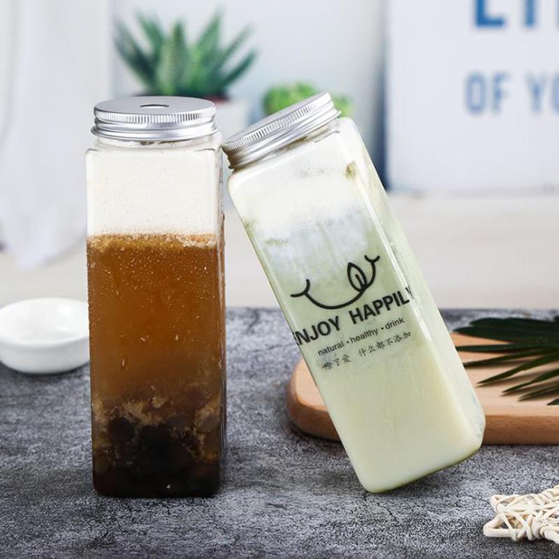 500 мл Квадратная одноразовая бутылка для сока, напитков, молочного чая, пластиковая бутылка для йогурта