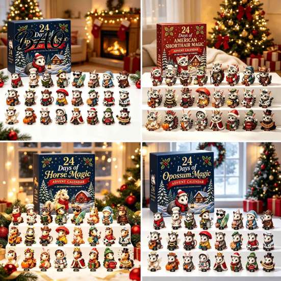 Christmas Advent Calendar 2026 Calendar, 24-Day Acrylic 2D Ornament Set with Secret Santa Gifts for Pet Lovers Animal Figures, Tree Hanging