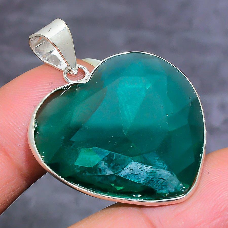 Подвеска из натурального хромдиопсида из стерлингового серебра 925 пробы 1,62 дюйма l2P65