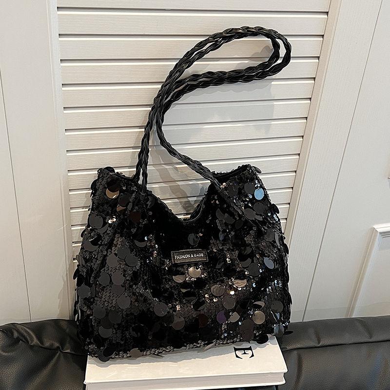 Большая вместительная сумка-раскладушка, модная новая универсальная сумка, сумка через плечо, сумка с пайетками подмышкой, женская сумка