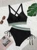 High Waist Drawstring Webbing Sexy Bikini Set Comfortable Elegant Two Piece