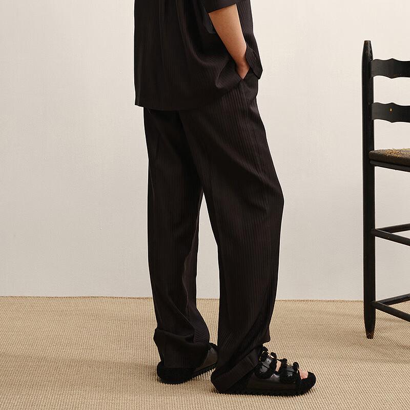 LESS 2025 Autumn Silk Blend Straight Loose Long Pants
