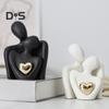 Ceramic Couple Hug Figurine with Golden Love Heart Men Women Embrace Statue Sculpture Living Room Bedroom Desktop Decoration Wedding Anniversary Gifts