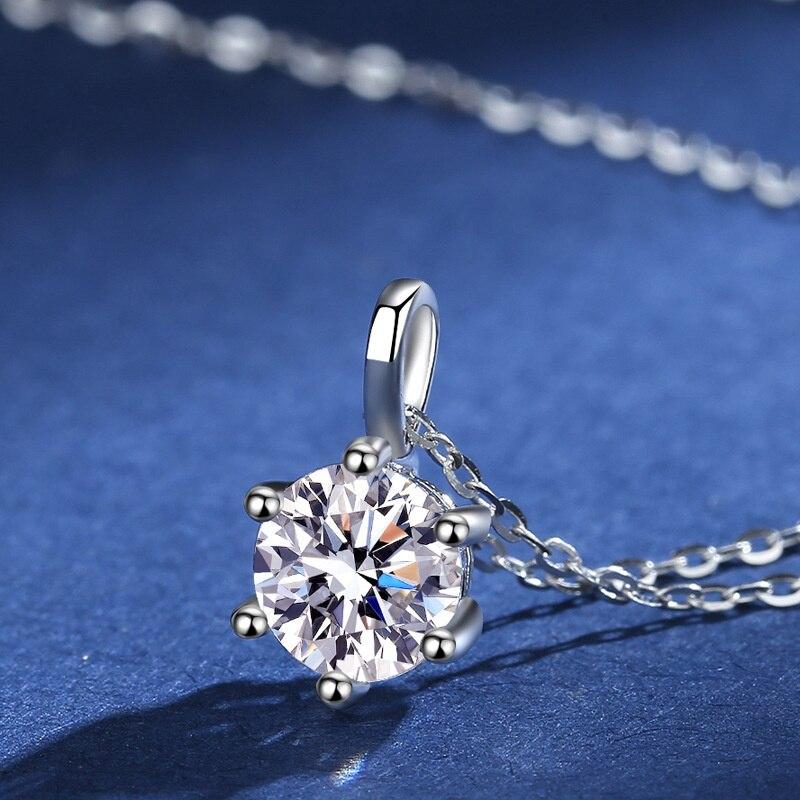 Bague Ringen Ожерелье из муассанита цвета 1,0 карата VVS1 D для женщин, серебряная цепочка из стерлингового серебра 925 пробы с сертификатом, ювелирные украшения