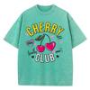 Уличные женские футболки с принтом милых мультяшек Cherry Club, удобные хлопковые оверсайз топы с эффектом потертости
