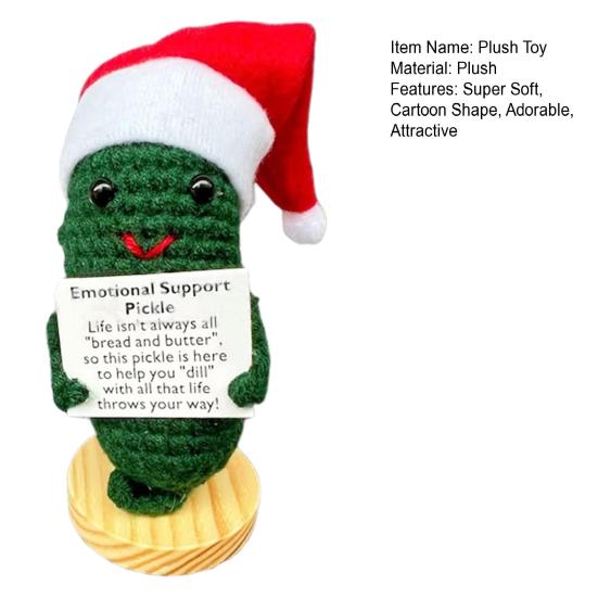 Плюшевая игрушка «Маринованный огурец для эмоциональной поддержки», ручная работа, супермягкая, очаровательный внешний вид, ручное плетение