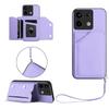For Xiaomi Poco X6 5G/Xiaomi Redmi Note 13 Pro 5G Case Card Holder Kickstand Skin-Touch Phone Cover with Wrist Strap